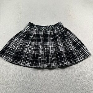 NWT Banana Republic Skirt Women 4 Mini Checkered Plaid Pleated Lined Black White